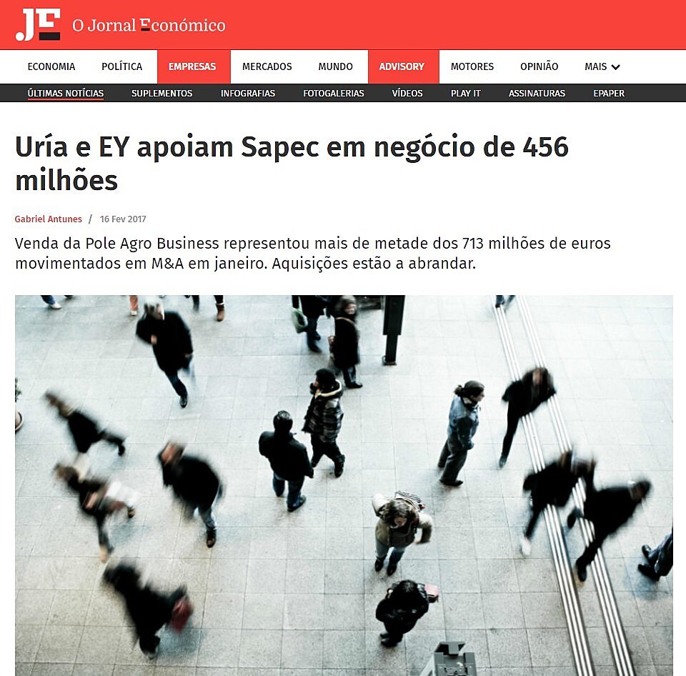 Ura e EY apoiam Sapec em negcio de 456 milhes